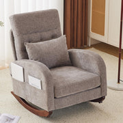 VINGLI AC107 Rocking High Back Upholstered Lounge Armchair with Side Pocket