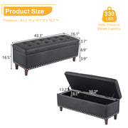 VINGLI 43" Storage Ottoman Bench with Copper Nails