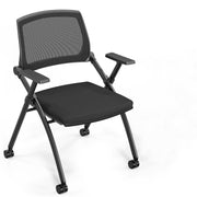 VINGLI Mesh Foldable Guest Reception Stack Chairs with Wheels