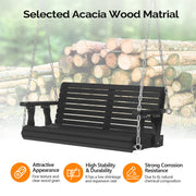 VINGLI Upgraded 4FT Acacia Wooden Patio Porch Swing 880Ibs