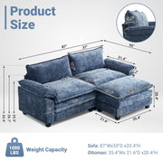 VINGLI LS101 85.4" L-Shaped Loveseat Comfortable Sectional Sofa Couch