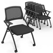 VINGLI Mesh Foldable Guest Reception Stack Chairs with Wheels