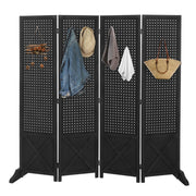 VINGLI 5FT 4 Panel Folding Wood Room Divider with Support Feet