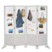 VINGLI 5.5FT 4 Panel Folding Wood Room Divider with Base Feet