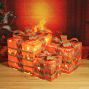 VINGLI 3/4/5 PCS Christmas Lighted Gift Boxes Set with Plug