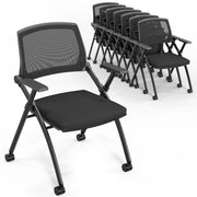 VINGLI Mesh Foldable Guest Reception Stack Chairs with Wheels