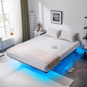 VINGLI 14'' Floating Bed Frame with USB Charging Station/LED Lights Twin/Queen/King