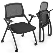 VINGLI Mesh Foldable Guest Reception Stack Chairs with Wheels