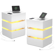 VINGLI 3 Drawer Led Nightstan with Charging Station