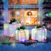 VINGLI 3/4/5 PCS Christmas Lighted Gift Boxes Set with Plug