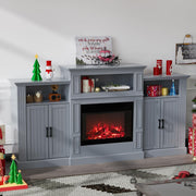 VINGLI Modern 80" Electric Fireplace Heater Mantel TV Stand & Media Entertainment Center with Shelves and Side Cabinets