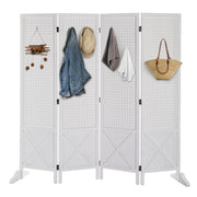 VINGLI 5FT 4 Panel Folding Wood Room Divider with Support Feet