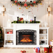 VINGLI Modern 80" Electric Fireplace Heater Mantel TV Stand & Media Entertainment Center with Shelves and Side Cabinets