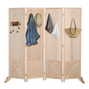 VINGLI 5FT 4 Panel Folding Wood Room Divider with Support Feet