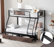 VINGLI Bunk Bed Twin Over Full Size with 2 Storage Drawers