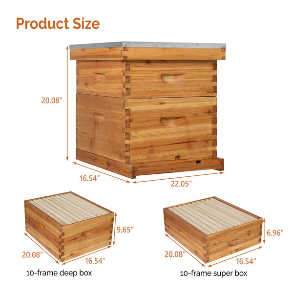 VINGLI 10 Frames Complete Beehive Kit with Waxed Foundations