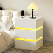 VINGLI 3 Drawer Led Nightstan with Charging Station