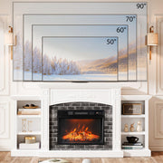 VINGLI Modern 80" Electric Fireplace Heater Mantel TV Stand & Media Entertainment Center with Shelves and Side Cabinets