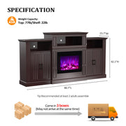 VINGLI Modern 80" Electric Fireplace Heater Mantel TV Stand & Media Entertainment Center with Shelves and Side Cabinets