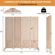 VINGLI 5FT 4 Panel Folding Wood Room Divider with Support Feet