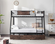 VINGLI Bunk Bed Twin Over Full Size with 2 Storage Drawers