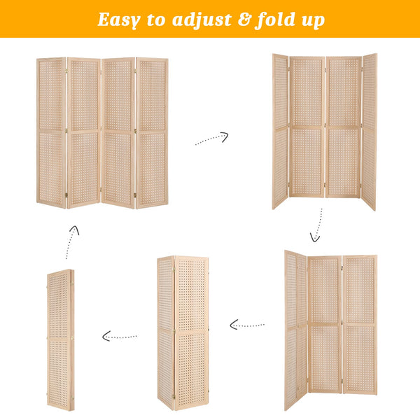 VINGLI 6FT 6 Panel Folding Wood Room Divider Privacy Screen