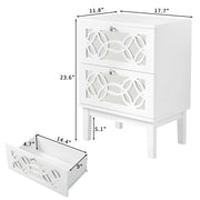 VINGLI Mirror Nightstand with Drawers