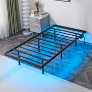 VINGLI 14'' Floating Bed Frame with USB Charging Station/LED Lights Twin/Queen/King