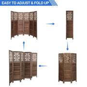 VINGLI 5.9FT 6 Panel Wood Room Divider Privacy Screen Partition