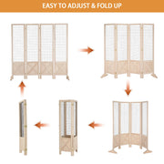 VINGLI 5.5FT 4 Panel Folding Wood Room Divider with Base Feet