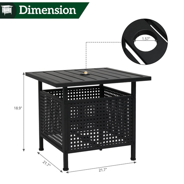 VINGLI Outdoor Side Table with Umbrella Hole 1.57inch Metal Patio Tabl