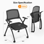 VINGLI Mesh Foldable Guest Reception Stack Chairs with Wheels