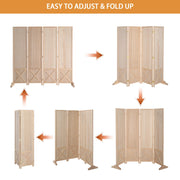 VINGLI 5FT 4 Panel Folding Wood Room Divider with Support Feet