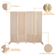 VINGLI 5FT 4 Panel Folding Wood Room Divider with Support Feet