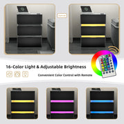 VINGLI 3 Drawer Led Nightstan with Charging Station