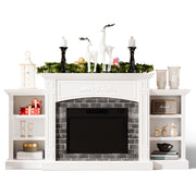 VINGLI Modern 80" Electric Fireplace Heater Mantel TV Stand & Media Entertainment Center with Shelves and Side Cabinets