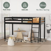 VINGLI 47'' Tall Junior Low Wood Loft Bed with Stairs Twin/Full Size