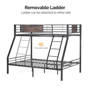 VINGLI Bunk Bed Twin Over Full Size with 2 Storage Drawers