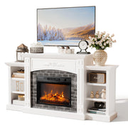 VINGLI Modern 80" Electric Fireplace Heater Mantel TV Stand & Media Entertainment Center with Shelves and Side Cabinets