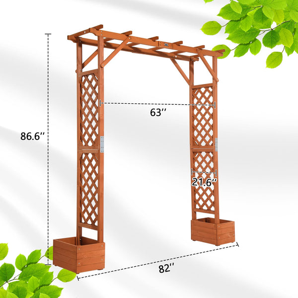 VINGLI Wooden Garden Arbor with Planter Wedding Arch for Ceremony Wood