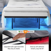 VINGLI 14'' Floating Bed Frame with USB Charging Station/LED Lights Twin/Queen/King