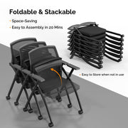 VINGLI Mesh Foldable Guest Reception Stack Chairs with Wheels