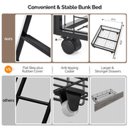 VINGLI Bunk Bed Twin Over Full Size with 2 Storage Drawers