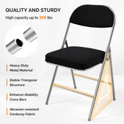 VINGLI Corduroy Fabric Folding Chairs with Padded Seat & Backrest