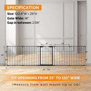 VINGLI Baby Safety Gate Playpen Fireplace Metal Barrier Pet Fence