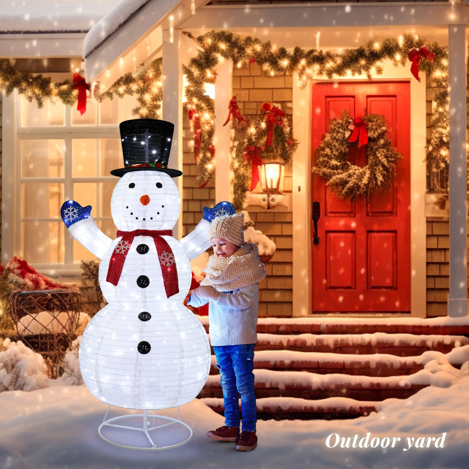 VINGLI 3/4/5/6 FT Lighted Christmas Snowman with LED Lights Ground Sta