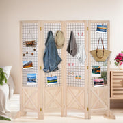 VINGLI 5.5FT 4 Panel Folding Wood Room Divider with Base Feet