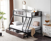 VINGLI Bunk Bed Twin Over Full Size with 2 Storage Drawers