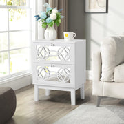 VINGLI Mirror Nightstand with Drawers