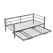 VINGLI Heavy Duty Metal Twin Bed with Pop Up Trundle Black